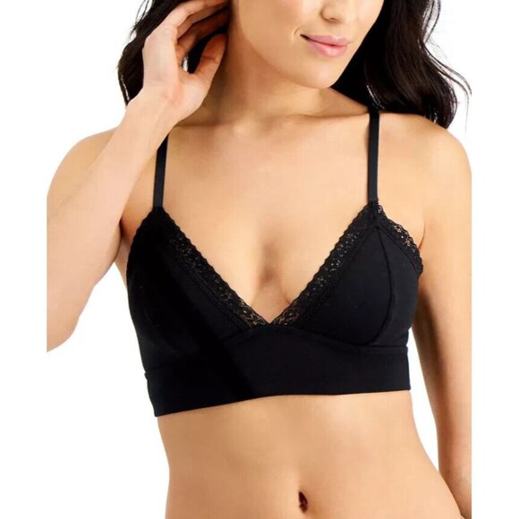 JENNI On Repeat Wide Lace Bralette Deep Black - Picture 1 of 6